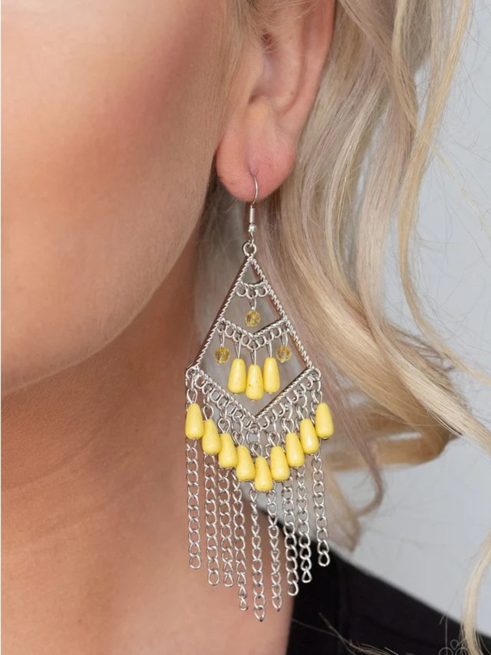 Yellow Chandelier Earrings - Women's Jewelry